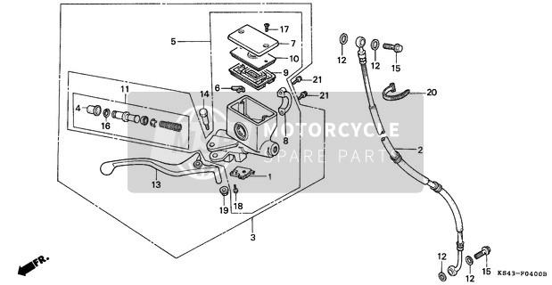 Honda CN250 1990 FR. Cilindro maestro del freno para un 1990 Honda CN250